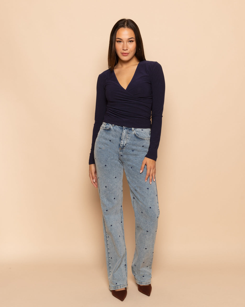 HEART BOOTCUT JEANS NAVY BLUE