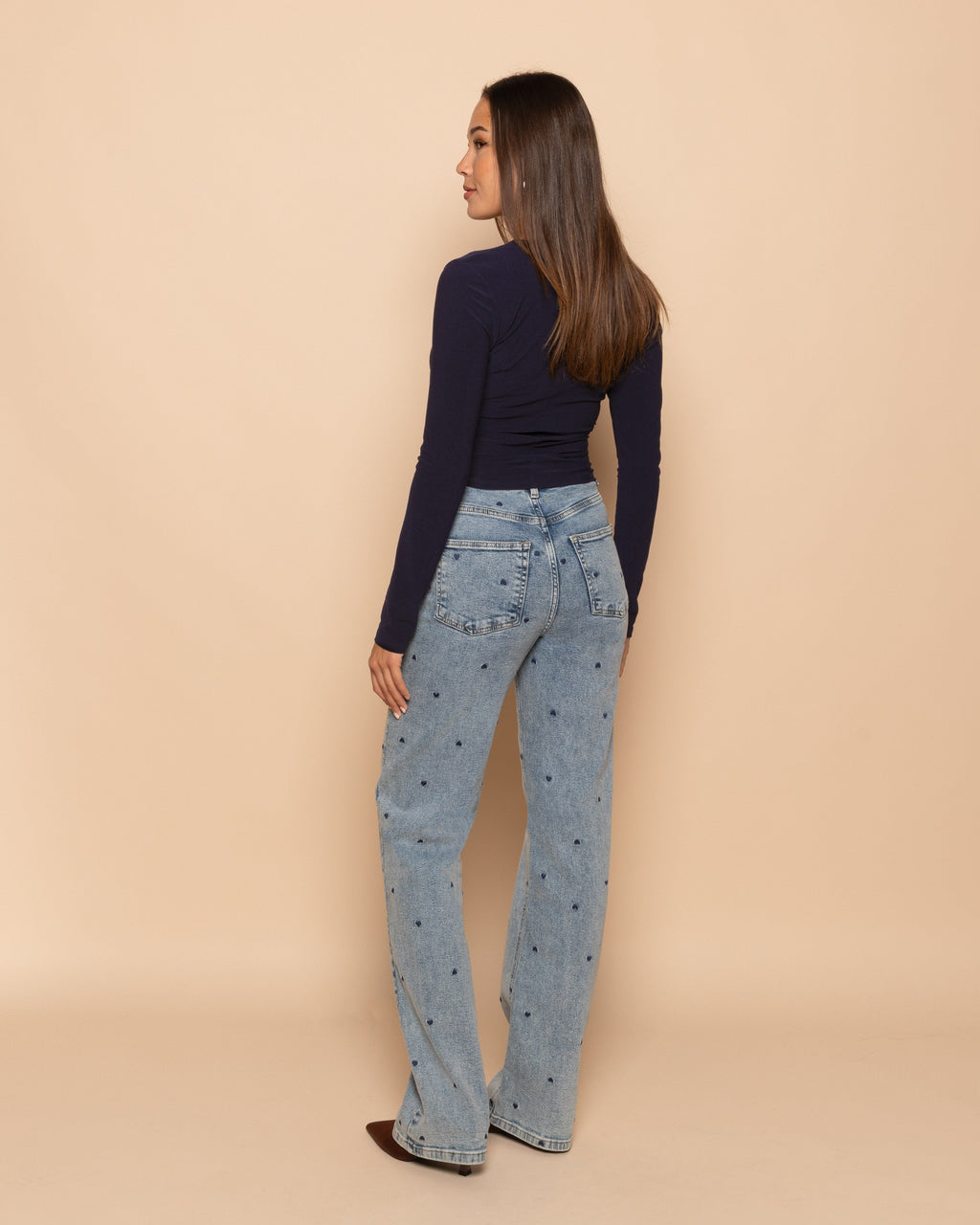HEART BOOTCUT JEANS NAVY BLUE