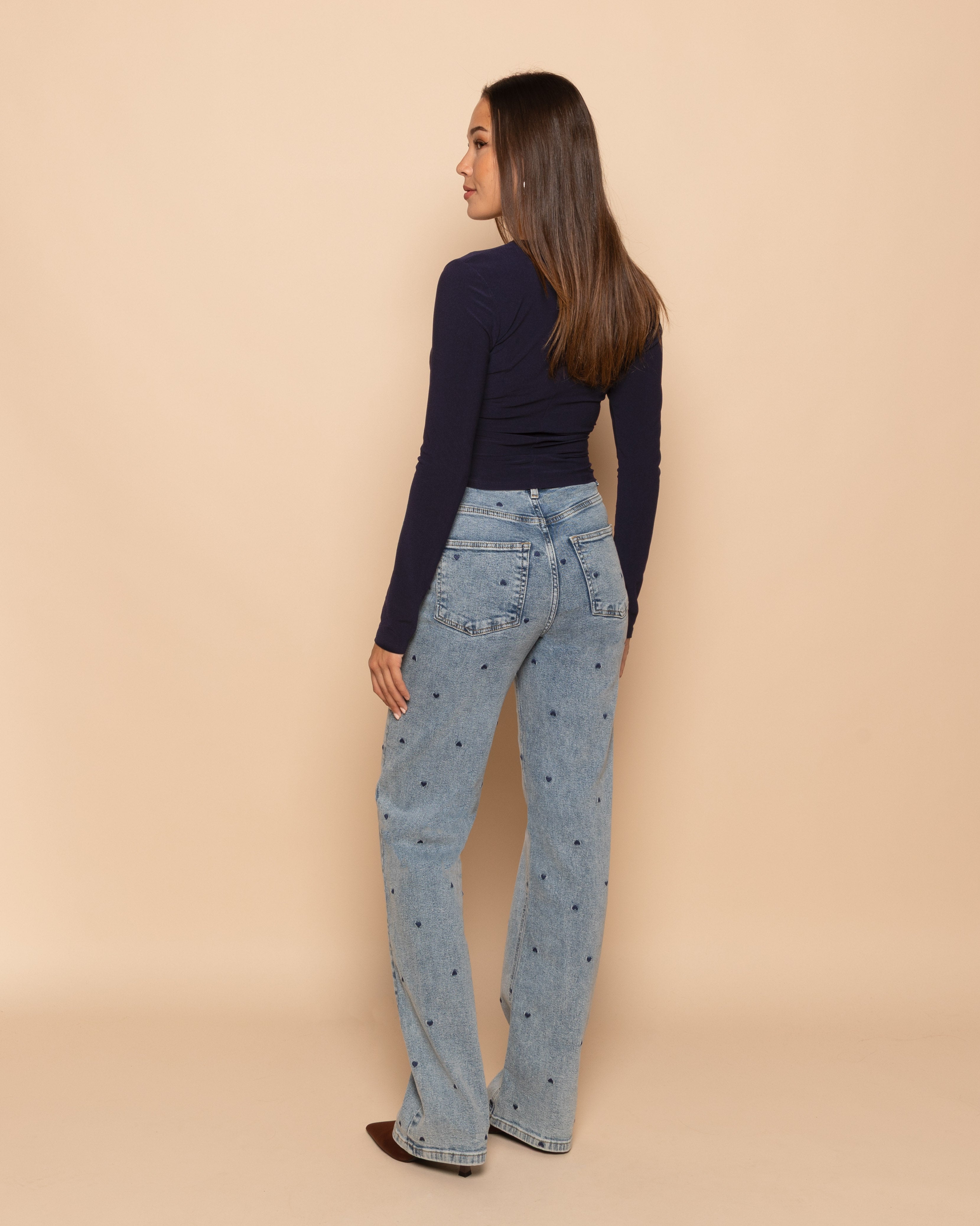 HEART BOOTCUT JEANS NAVY BLUE