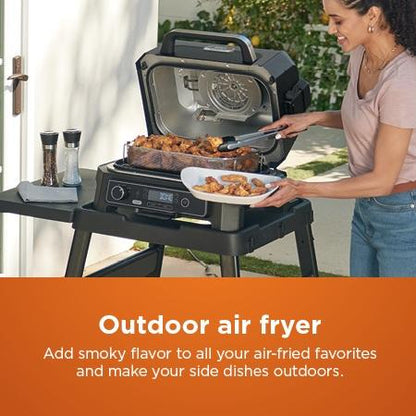 Ninja Woodfire Grill and Smoker Bundle with Stand – Multifunction Outdoor BBQ