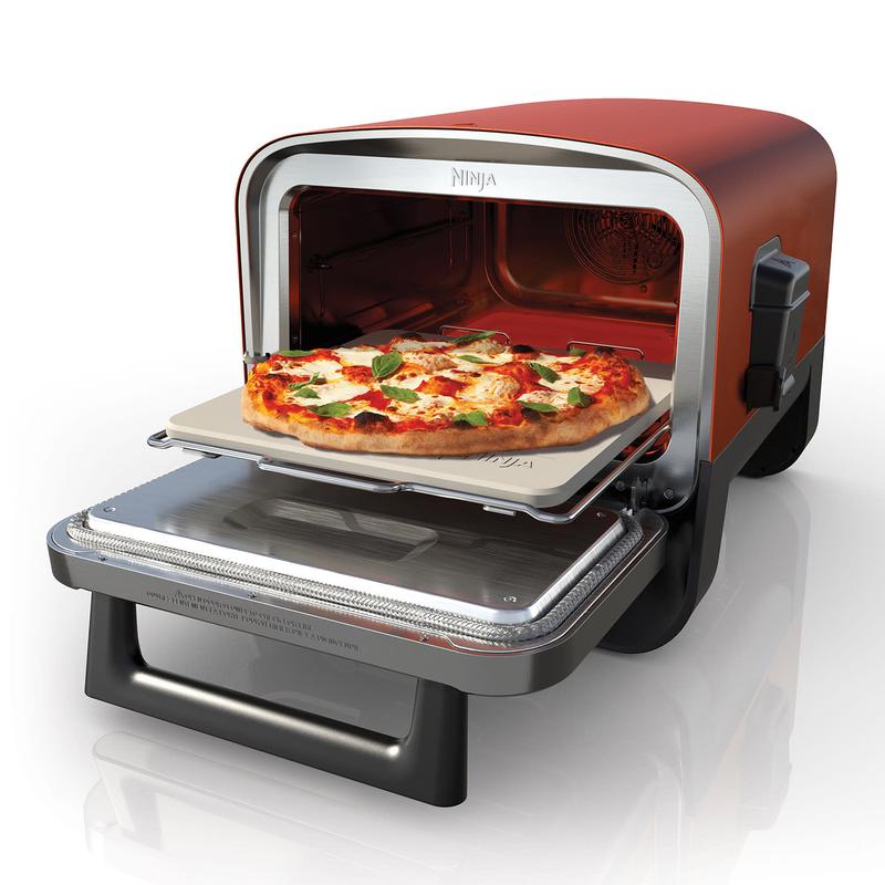Ninja Woodfire Electric Outdoor Oven + Cover + Pizza Peel Bundle, 8-in-1 Pizza Oven, High-Heat Roaster & BBQ Smoker with Roast Rack, Pro-Heat Tray, Pizza Stone, Wood Pellets & Scoop, 6 Pizza Settings, Burnt Orange OO101UK