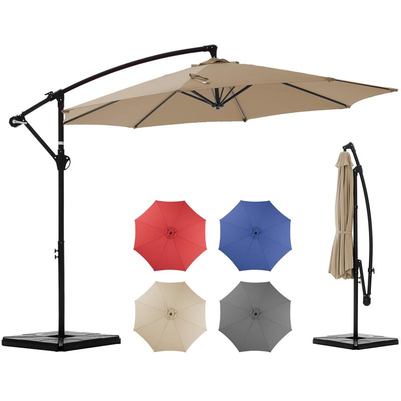 10ft Offset Outdoor Patio Umbrella with Base