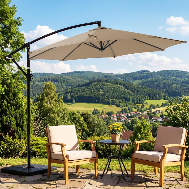 10ft Offset Outdoor Patio Umbrella with Base