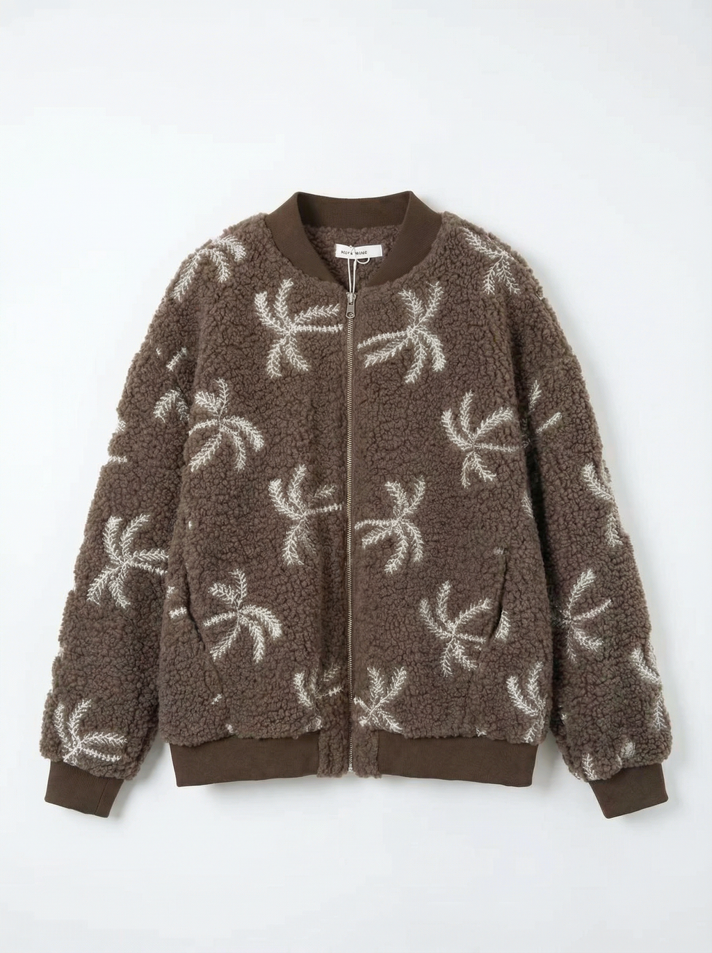 Palmbomen teddy jacket - Bruin