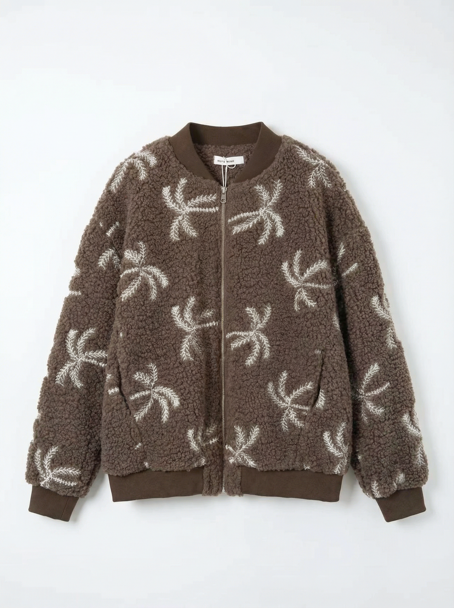 Palmbomen teddy jacket - Bruin
