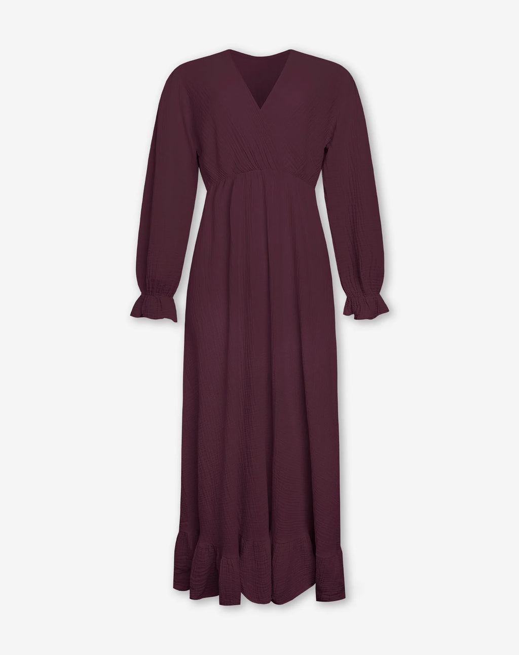 MOUSSELINE MAXI RUFFLE DRESS BROWN