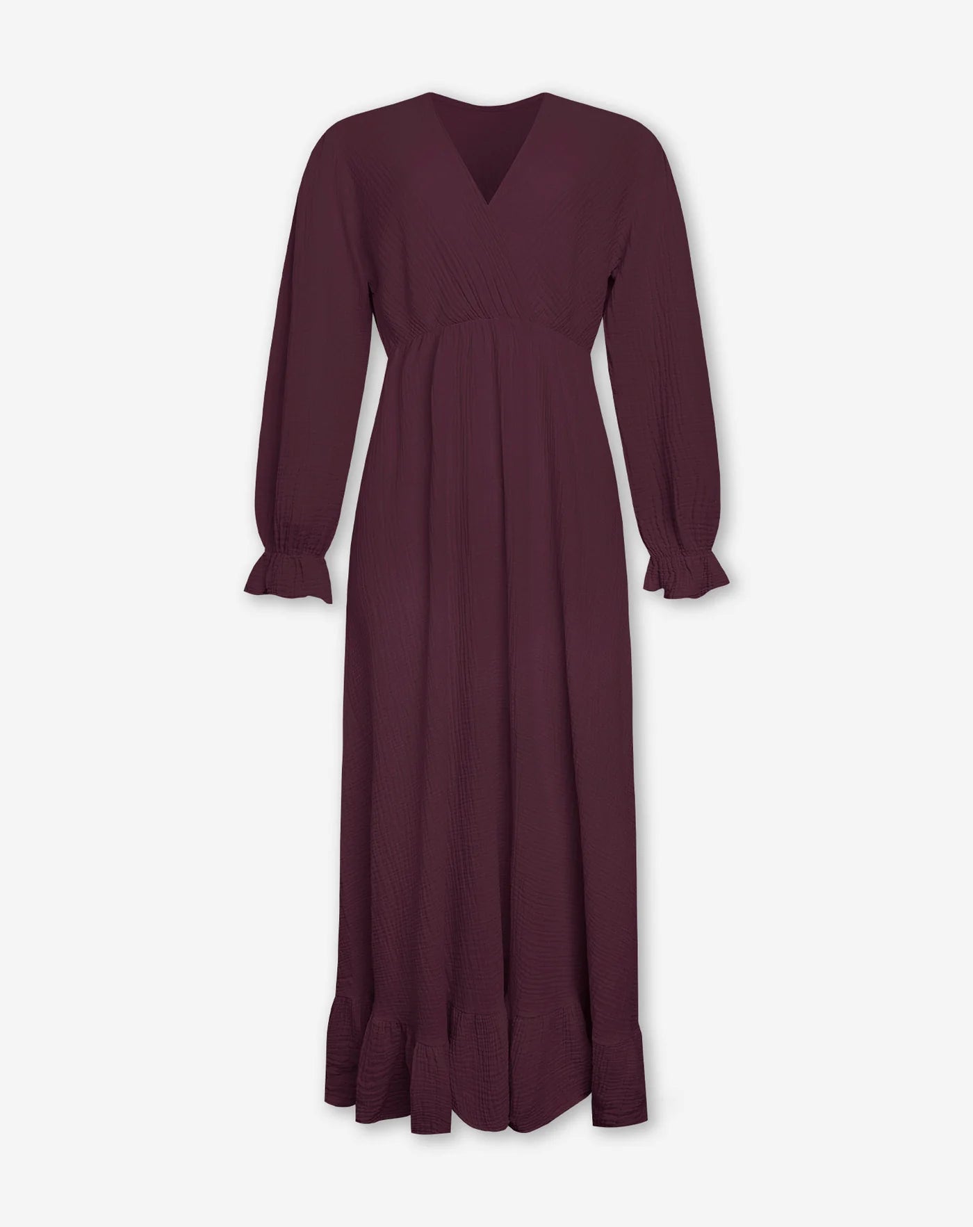 MOUSSELINE MAXI RUFFLE DRESS BROWN