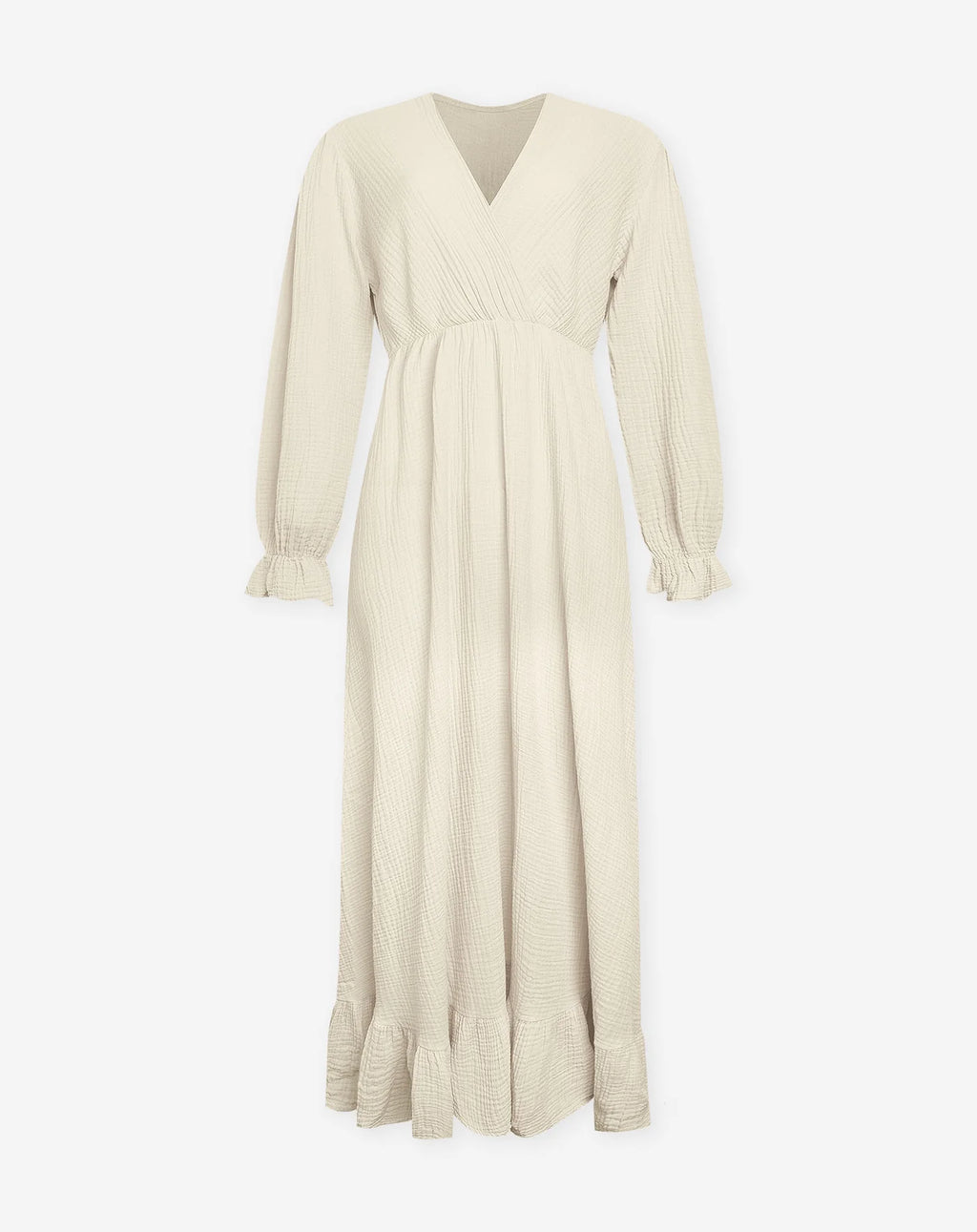 MOUSSELINE MAXI RUFFLE DRESS BROWN