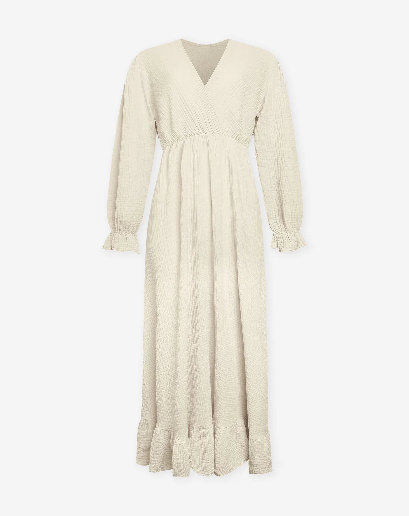 MOUSSELINE MAXI RUFFLE DRESS BROWN