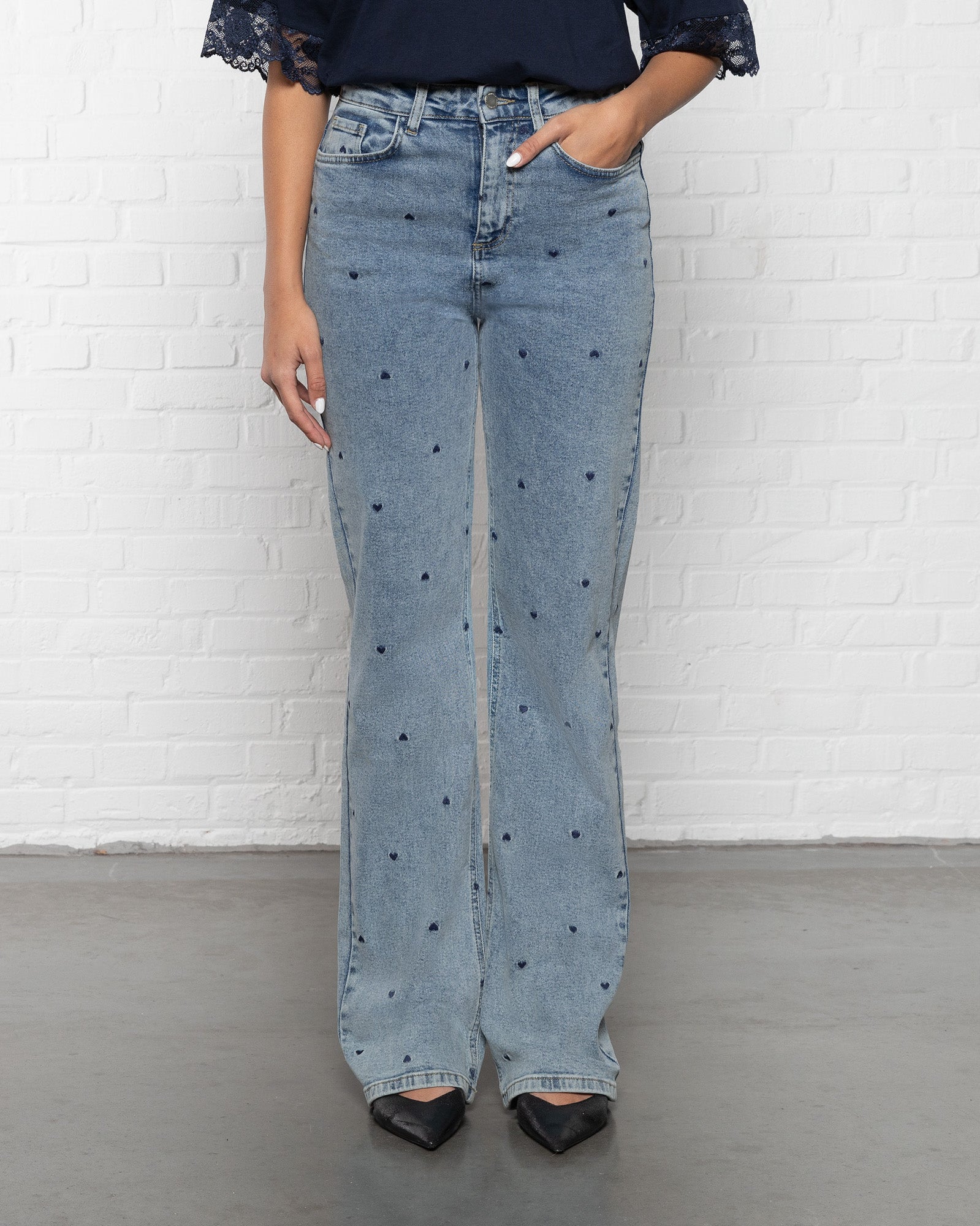 HEART BOOTCUT JEANS NAVY BLUE