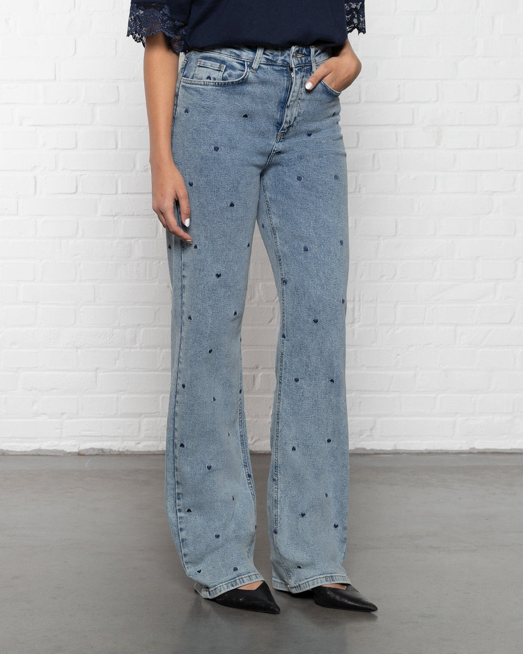 HEART BOOTCUT JEANS NAVY BLUE