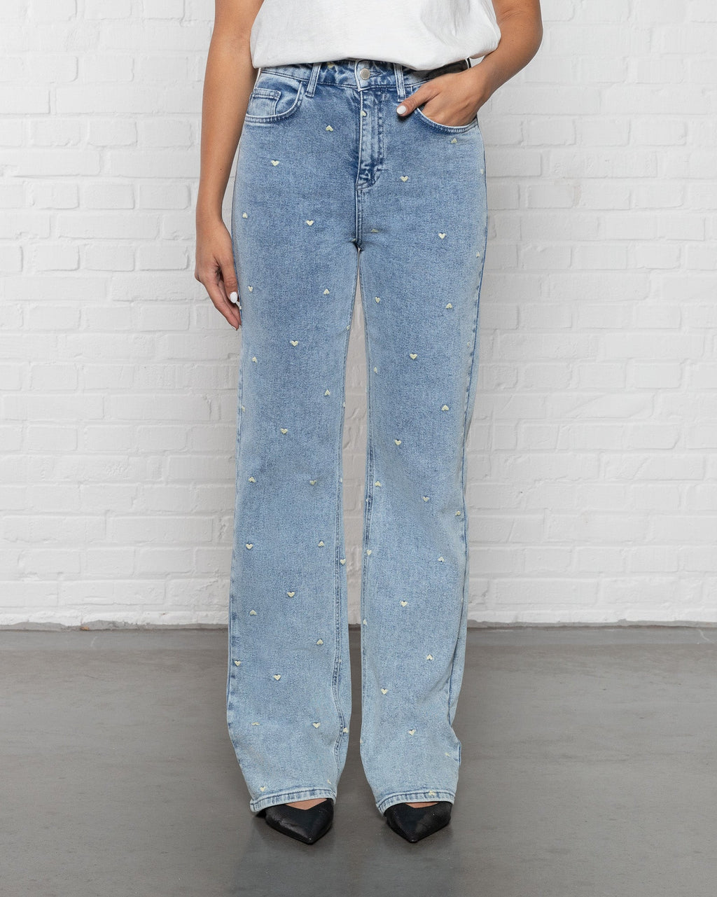 HEART BOOTCUT JEANS BUTTER YELLOW