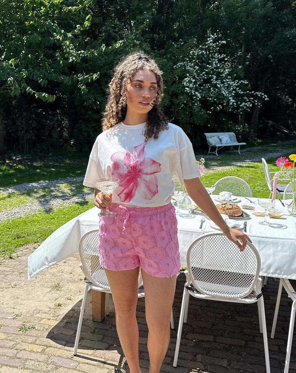 FLOWER OVERSIZED TEE CREAM