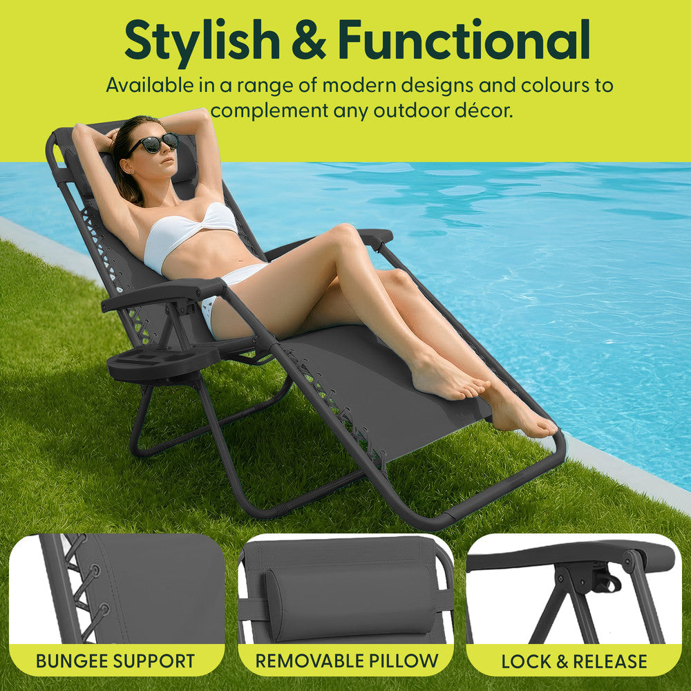 Set of 2 Anti-Stress Zero Gravity Relax Chairs