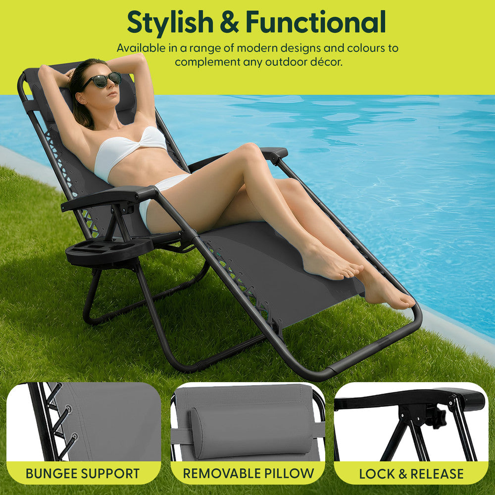 Set of 2 Anti-Stress Zero Gravity Relax Chairs