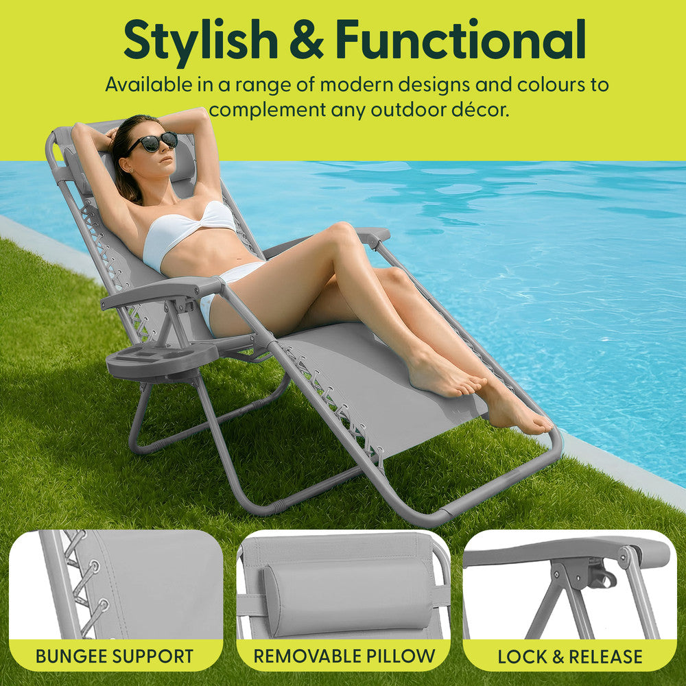 Set of 2 Anti-Stress Zero Gravity Relax Chairs