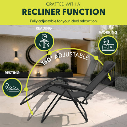 Set of 2 Anti-Stress Zero Gravity Relax Chairs