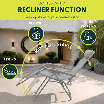 Set of 2 Anti-Stress Zero Gravity Relax Chairs