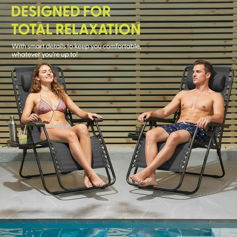 Set of 2 Anti-Stress Zero Gravity Relax Chairs