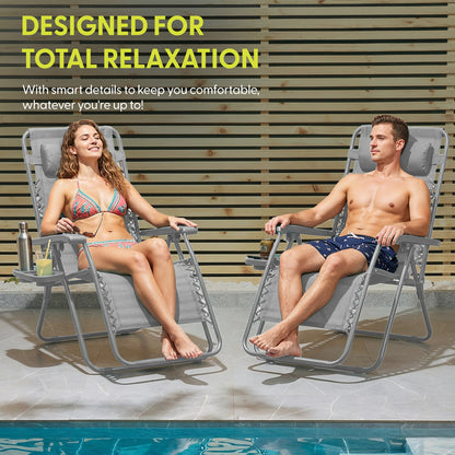 Set of 2 Anti-Stress Zero Gravity Relax Chairs