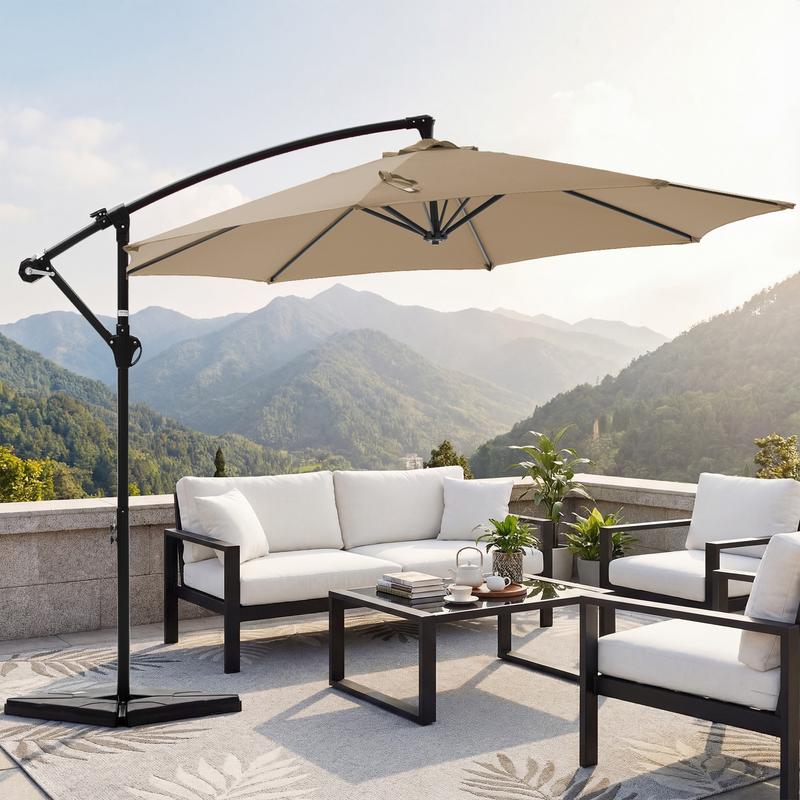 10ft Offset Outdoor Patio Umbrella with Base